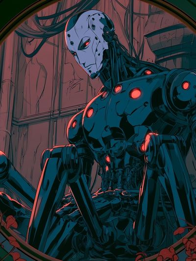Cybernetic Sentinel Sci-Fi Poster. poster print