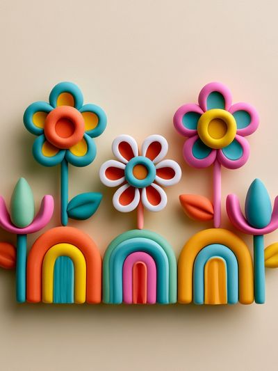 Colorful Floral Rainbow Poster. poster