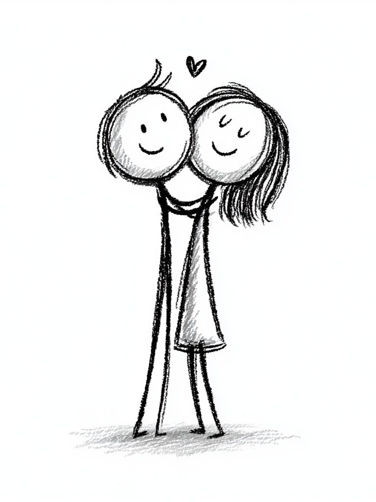 Cute Couple Line Art Poster. poster detail