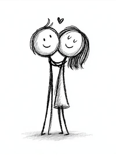 Cute Couple Line Art Poster. poster