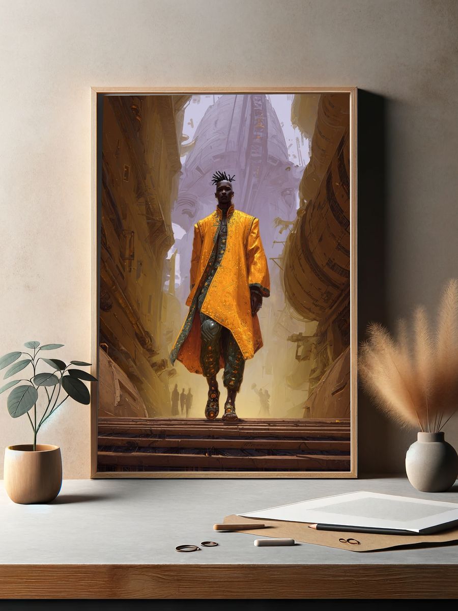 Futuristic Fashion Figure Illustration Poster. — room view 2
