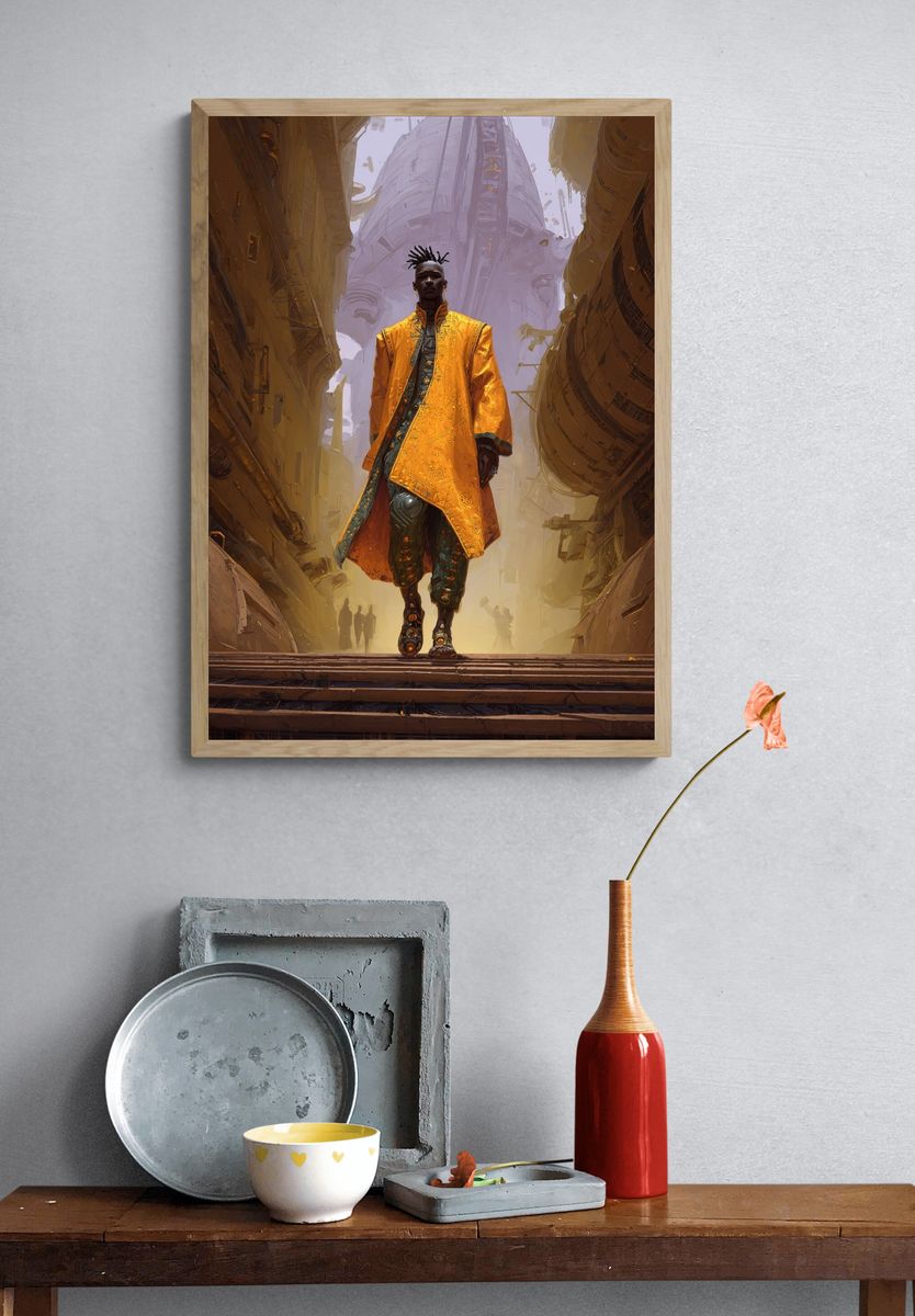 Futuristic Fashion Figure Illustration Poster. — room view 3