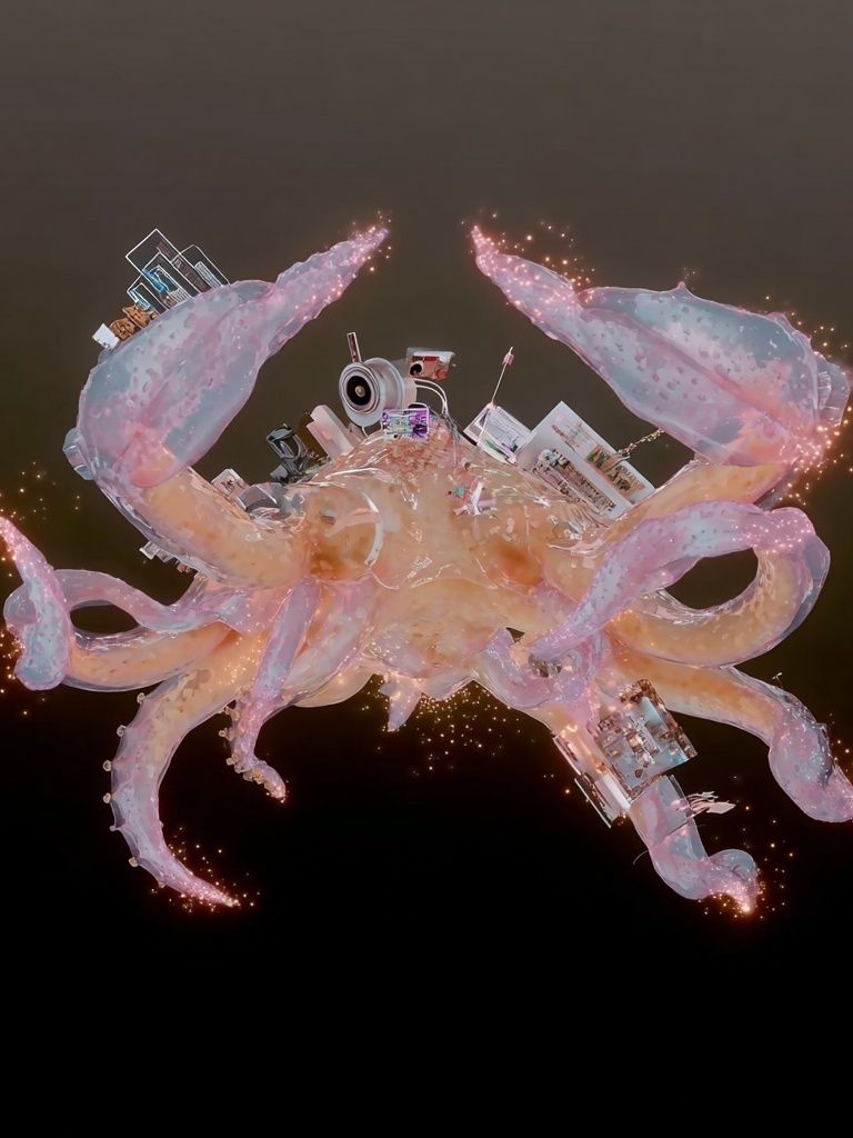 Surreal Cosmic Crab Illustration Poster. poster — illustration art
