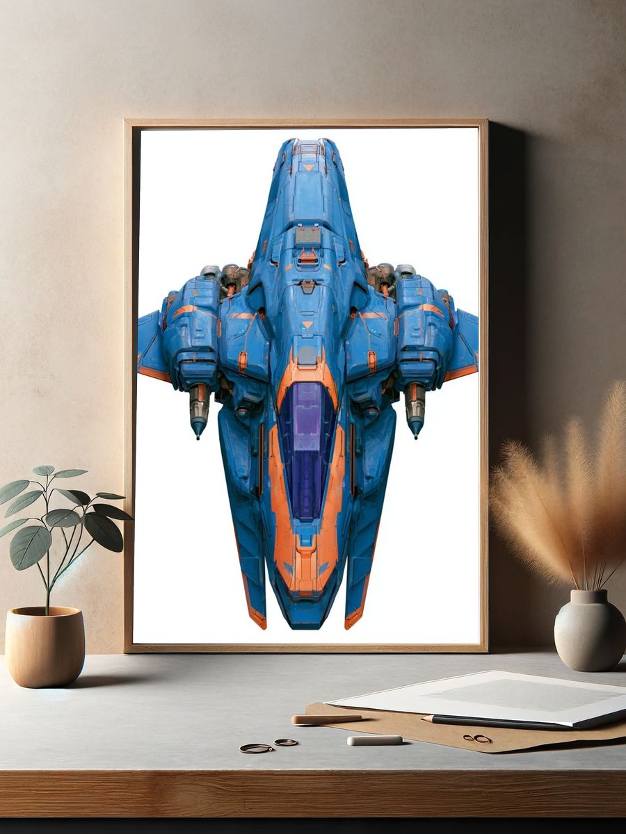Futuristic Spacecraft Illustration Poster. — room view 2