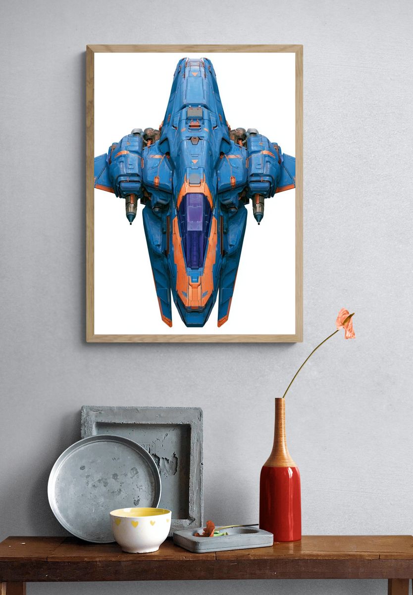 Futuristic Spacecraft Illustration Poster. — room view 3