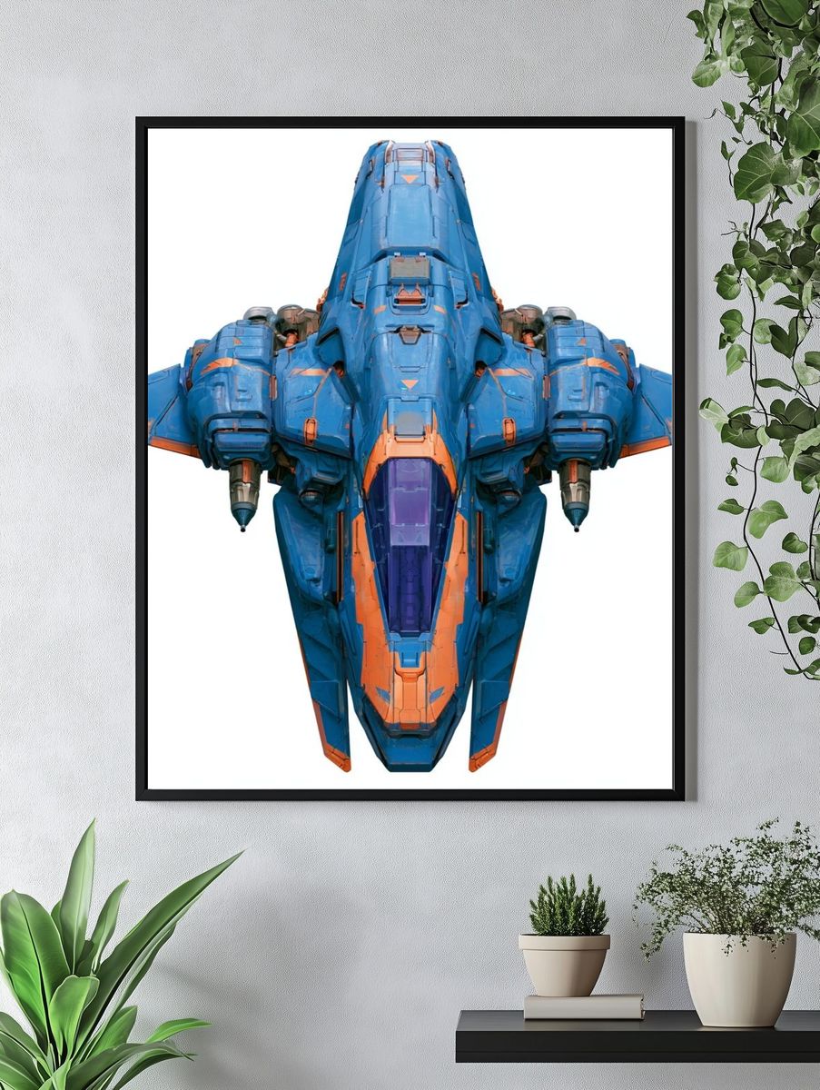 Futuristic Spacecraft Illustration Poster. — room view 4