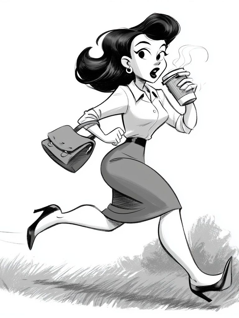 Running Retro Woman Illustration Poster. poster — illustration art