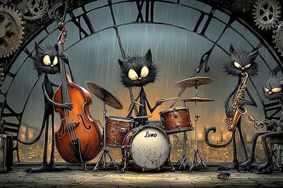 Jazz Cats Band Illustration Poster. poster print