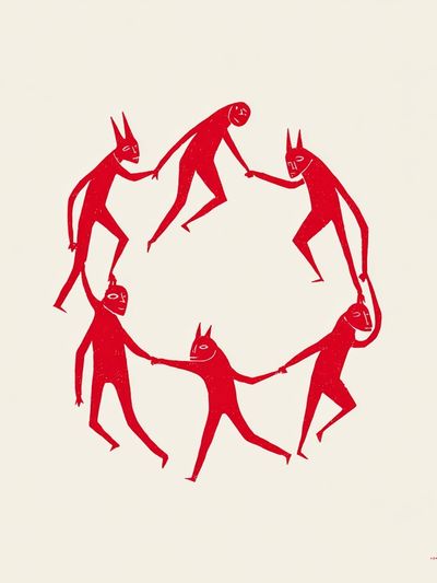 Red Circle Figures Illustration Poster. poster print