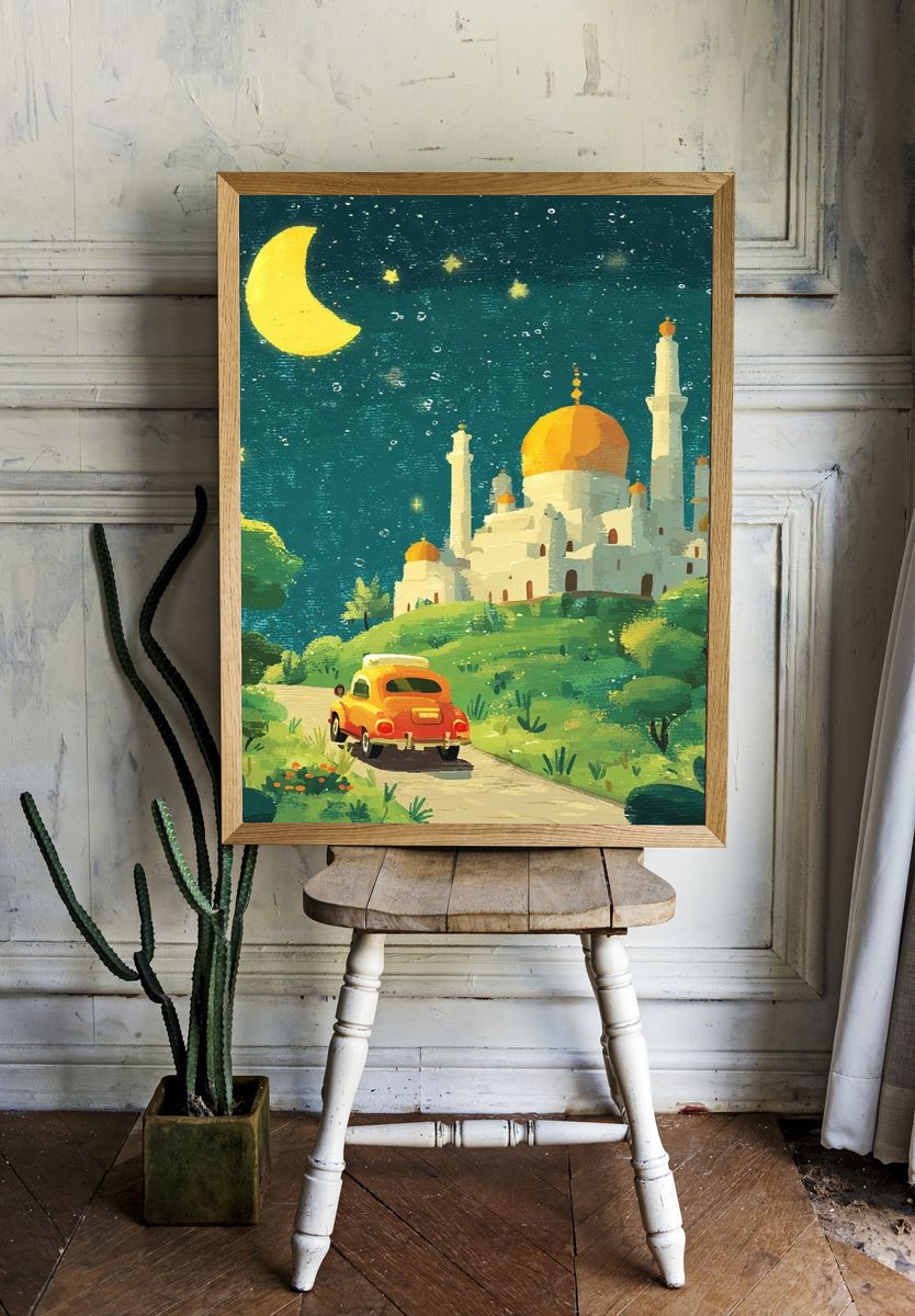Moonlit Mosque Landscape Print. — room view 1