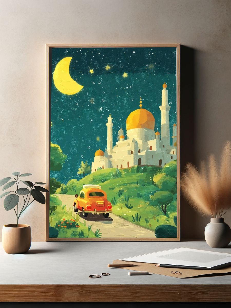Moonlit Mosque Landscape Print. — room view 2