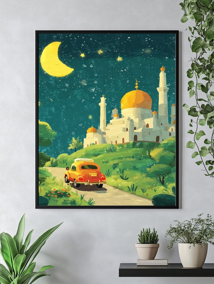 Moonlit Mosque Landscape Print. — room view 4