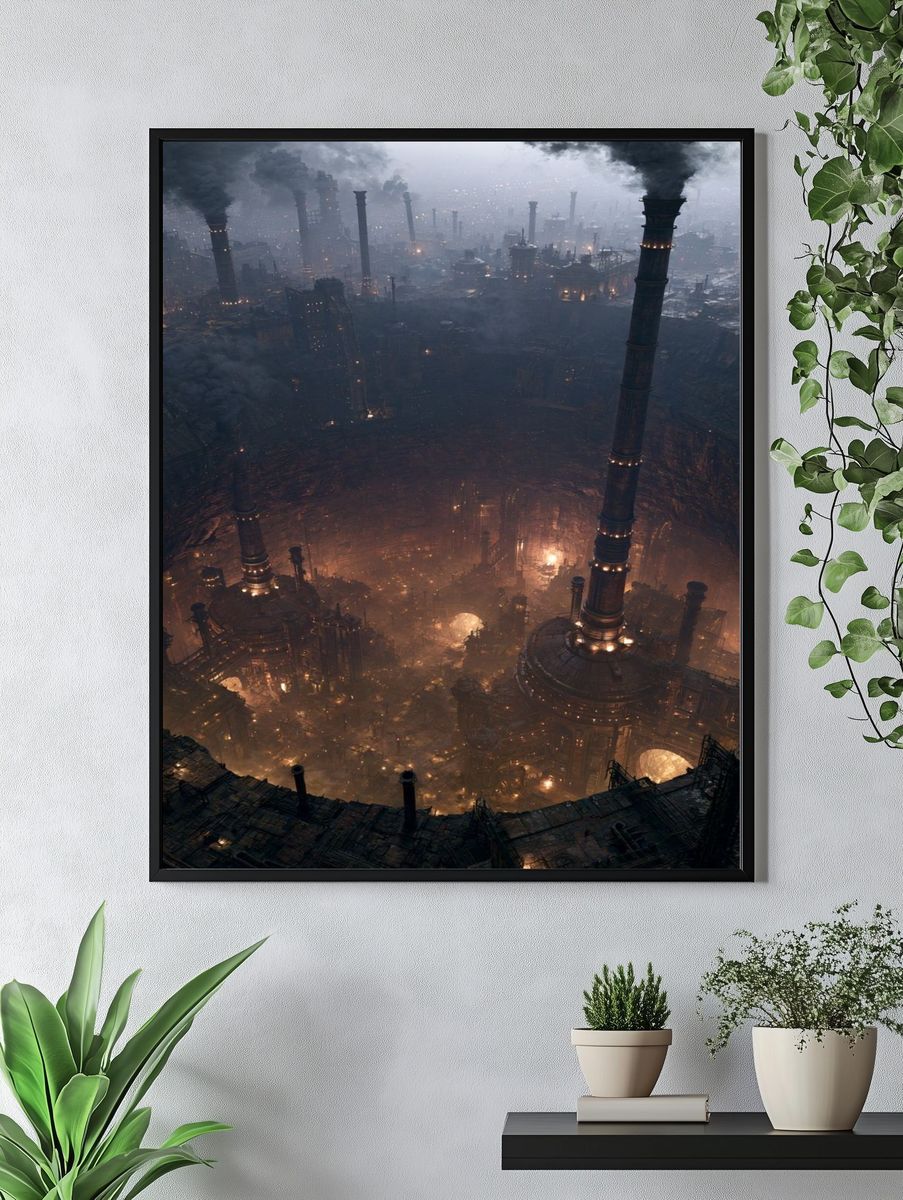 Industrial Dystopia Cityscape Print. — room view 4