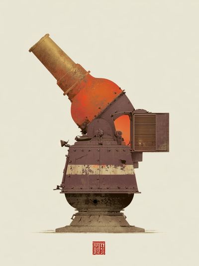 Vintage Telescope Illustration Poster. poster print
