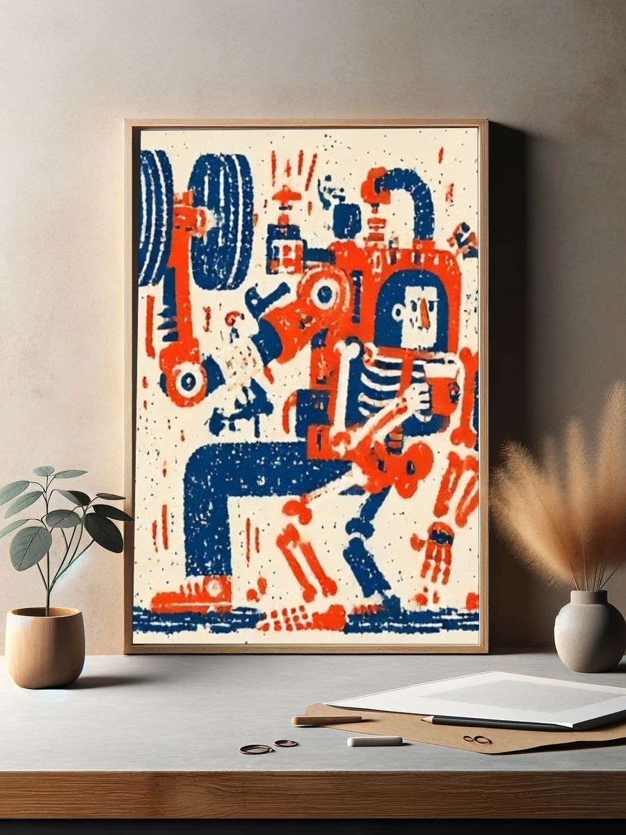 Robot Dance Illustration Poster. — room view 2