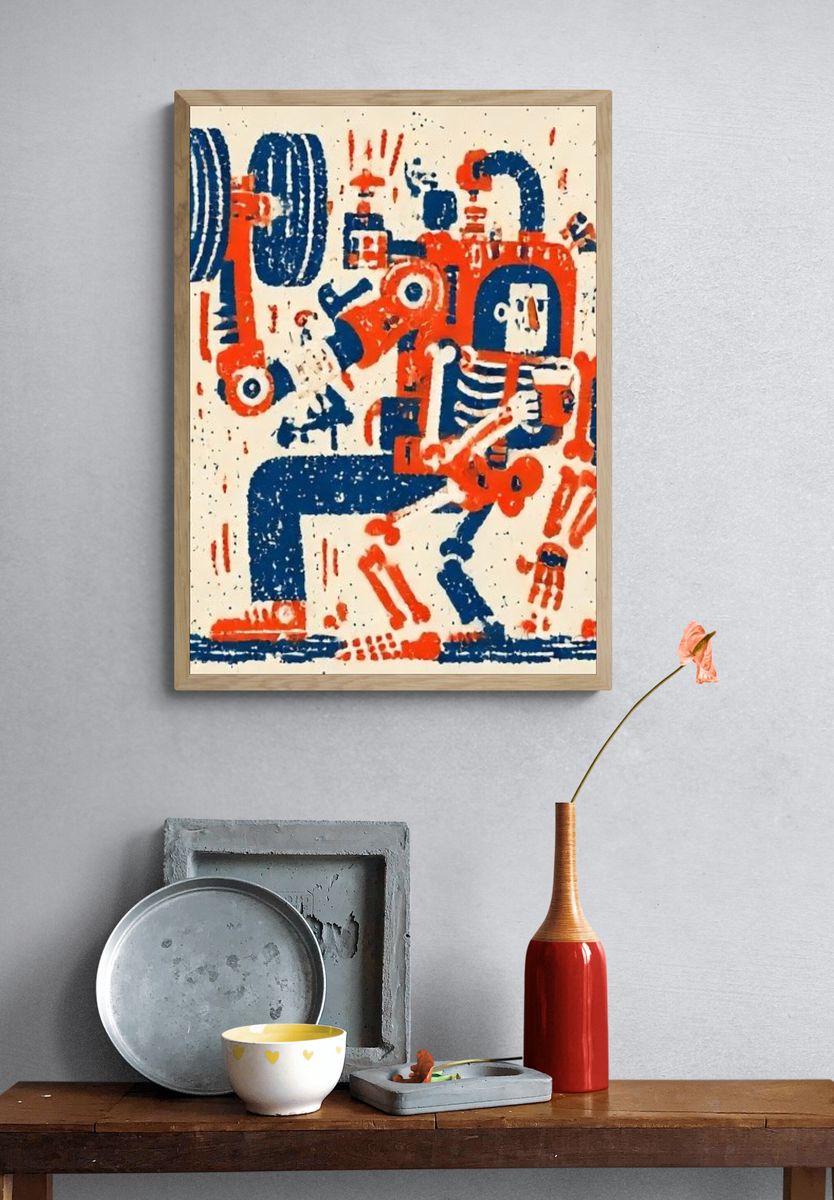 Robot Dance Illustration Poster. — room view 3