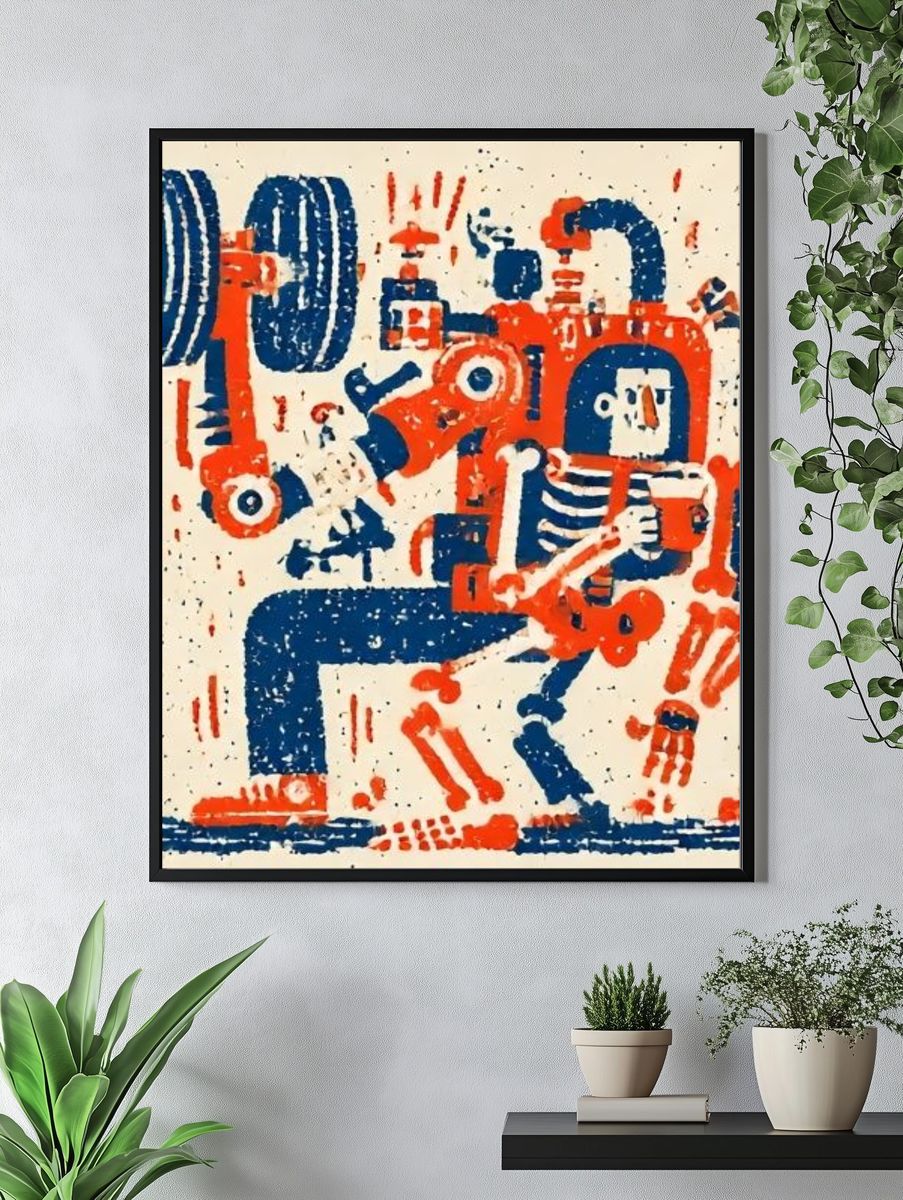 Robot Dance Illustration Poster. — room view 4