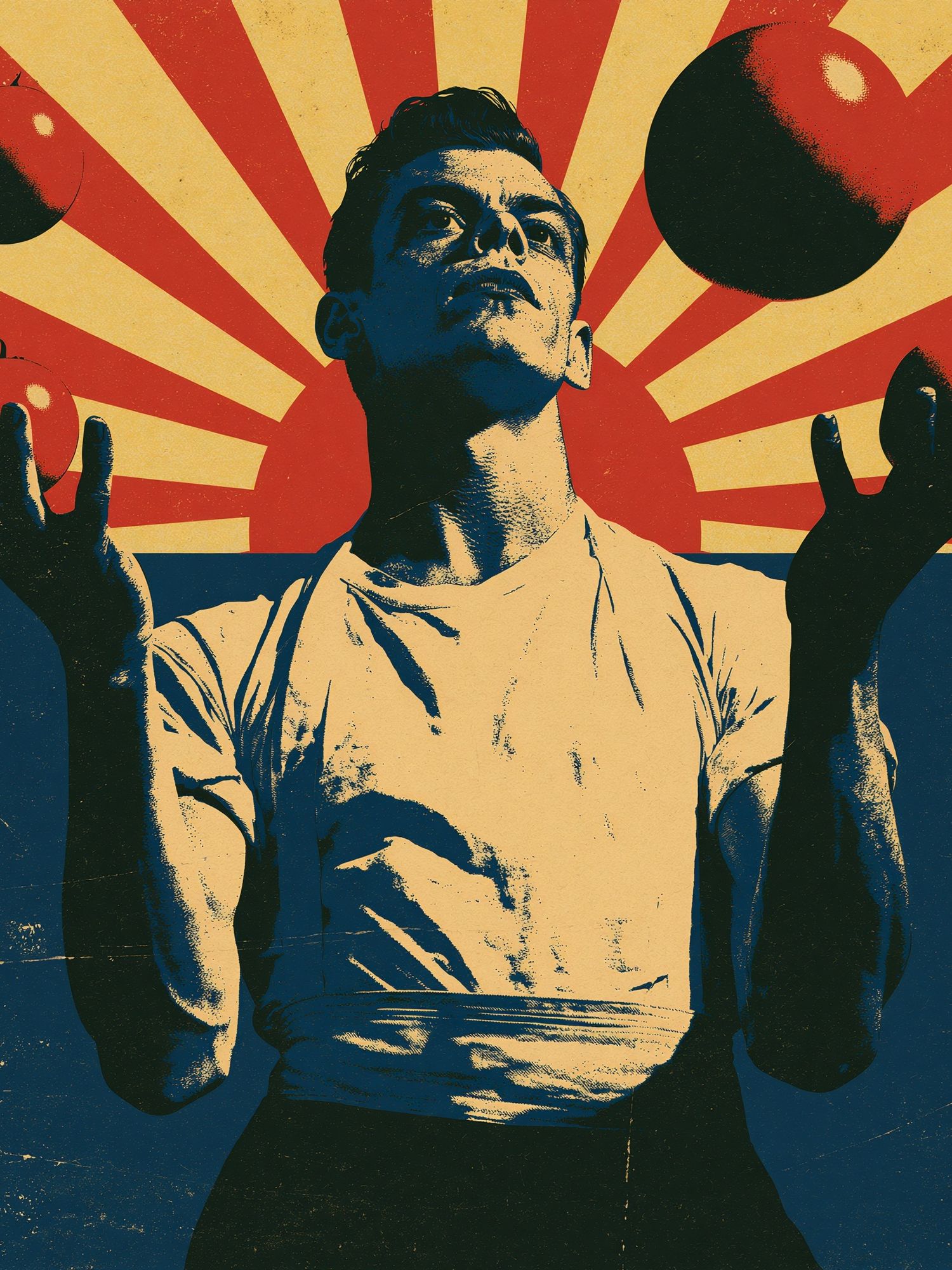 Juggler with Apples Retro Poster. poster — illustration art