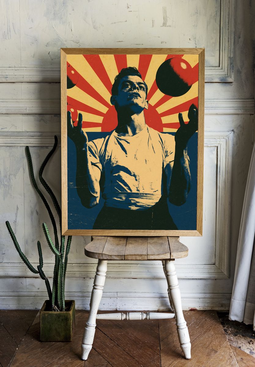 Juggler with Apples Retro Poster. — room view 1