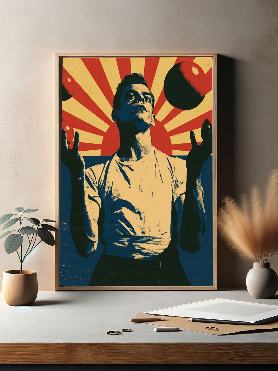 Juggler with Apples Retro Poster. — room view 2