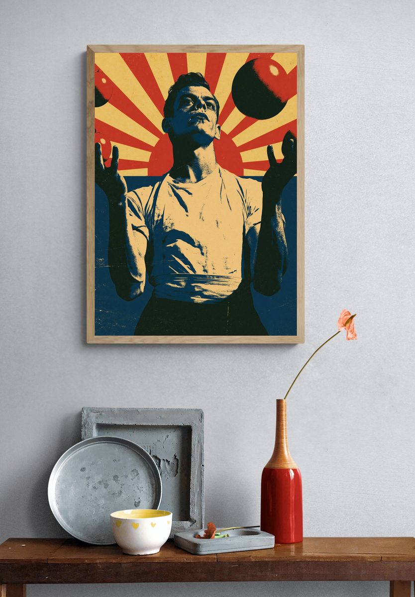 Juggler with Apples Retro Poster. — room view 3