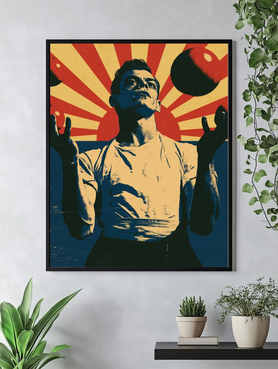 Juggler with Apples Retro Poster. — room view 4