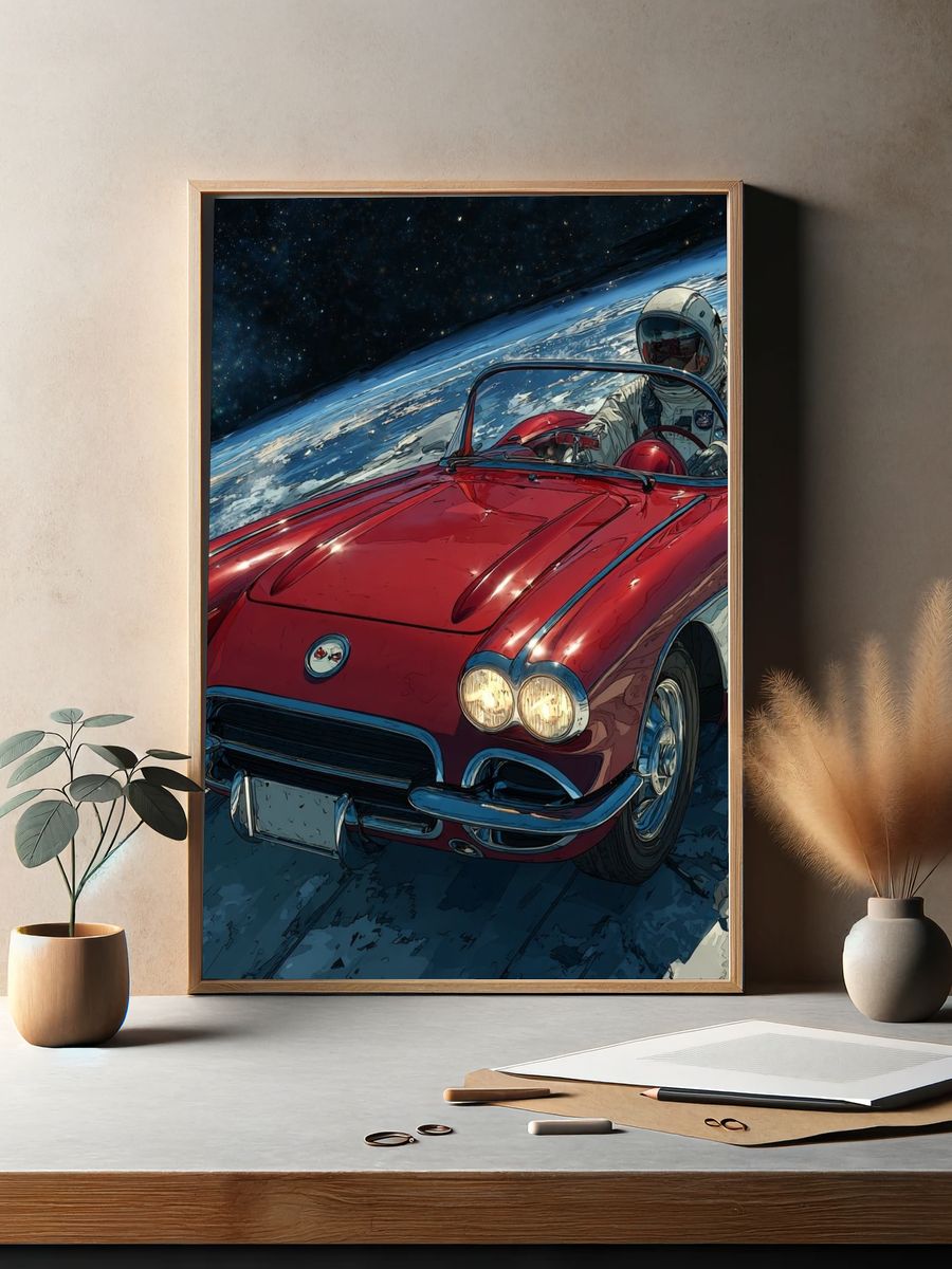 Astronaut Corvette in Space Poster. — room view 2