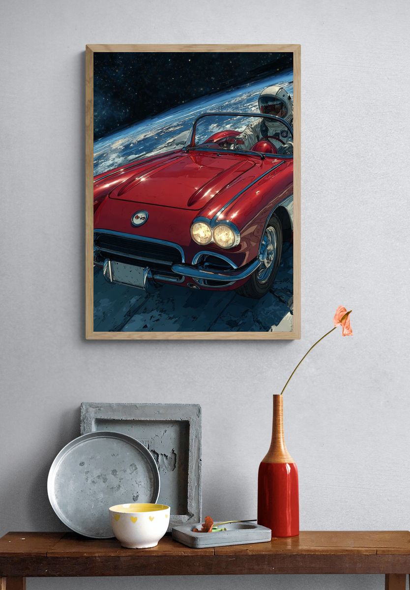 Astronaut Corvette in Space Poster. — room view 3