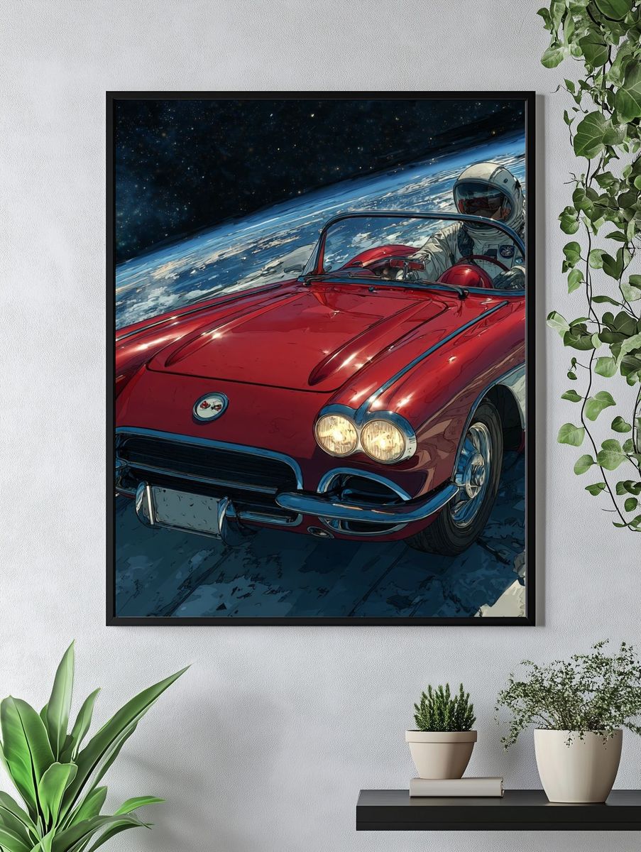 Astronaut Corvette in Space Poster. — room view 4