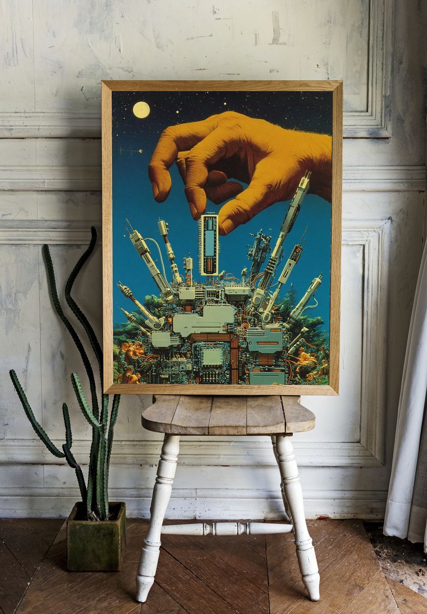 Surreal Cybernetic Hand Poster. — room view 1