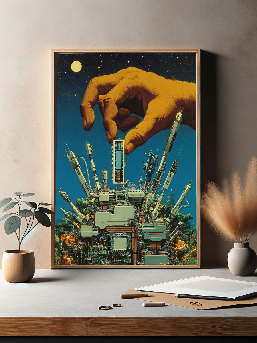 Surreal Cybernetic Hand Poster. — room view 2
