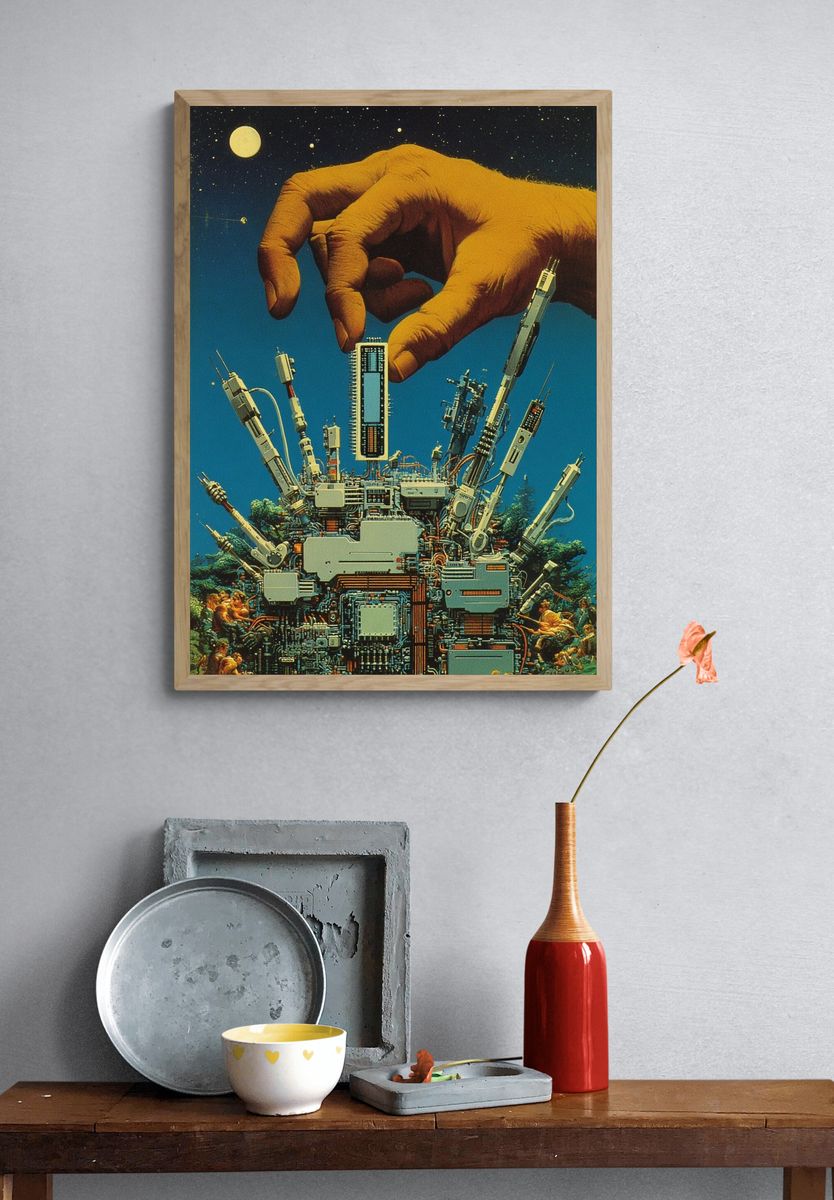 Surreal Cybernetic Hand Poster. — room view 3