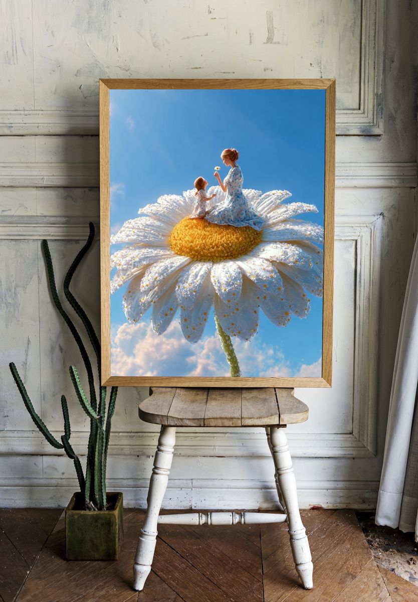 Dreamy Daisy Mother and Child Print. — room view 1
