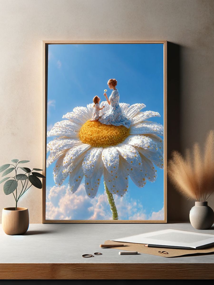 Dreamy Daisy Mother and Child Print. — room view 2