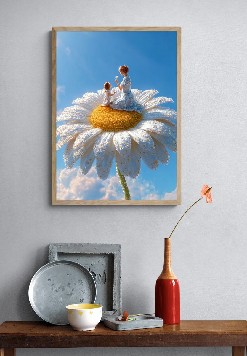 Dreamy Daisy Mother and Child Print. — room view 3