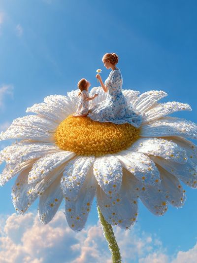 Dreamy Daisy Mother and Child Print. poster print