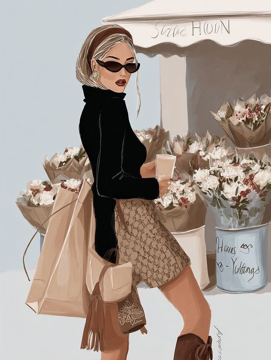 Fashion Shopper Illustration Poster. poster detail
