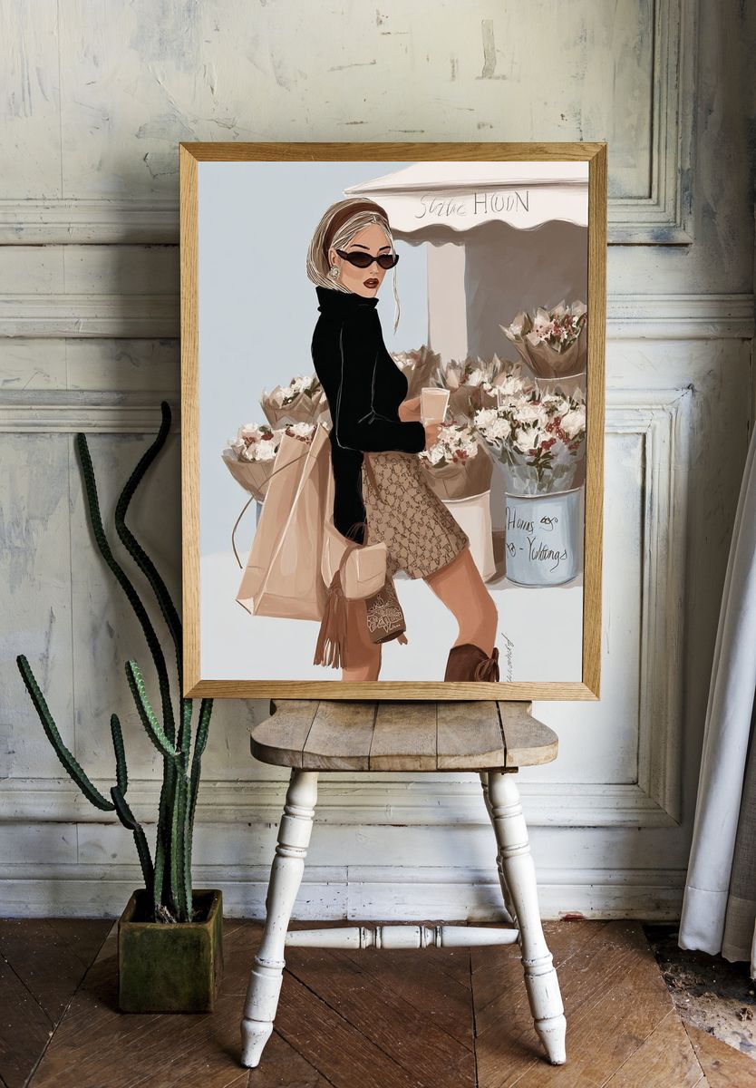 Fashion Shopper Illustration Poster. — room view 1