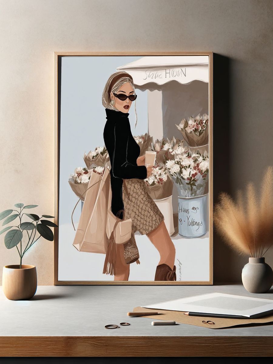 Fashion Shopper Illustration Poster. — room view 2