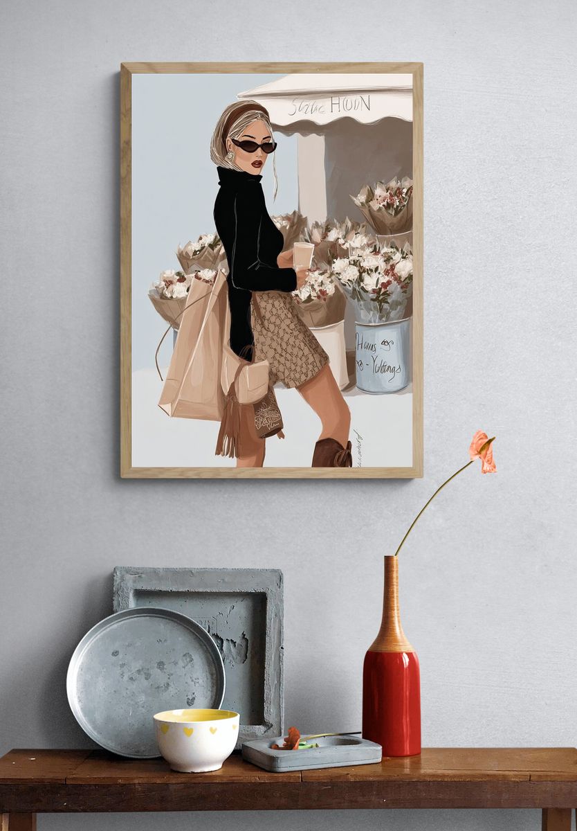 Fashion Shopper Illustration Poster. — room view 3