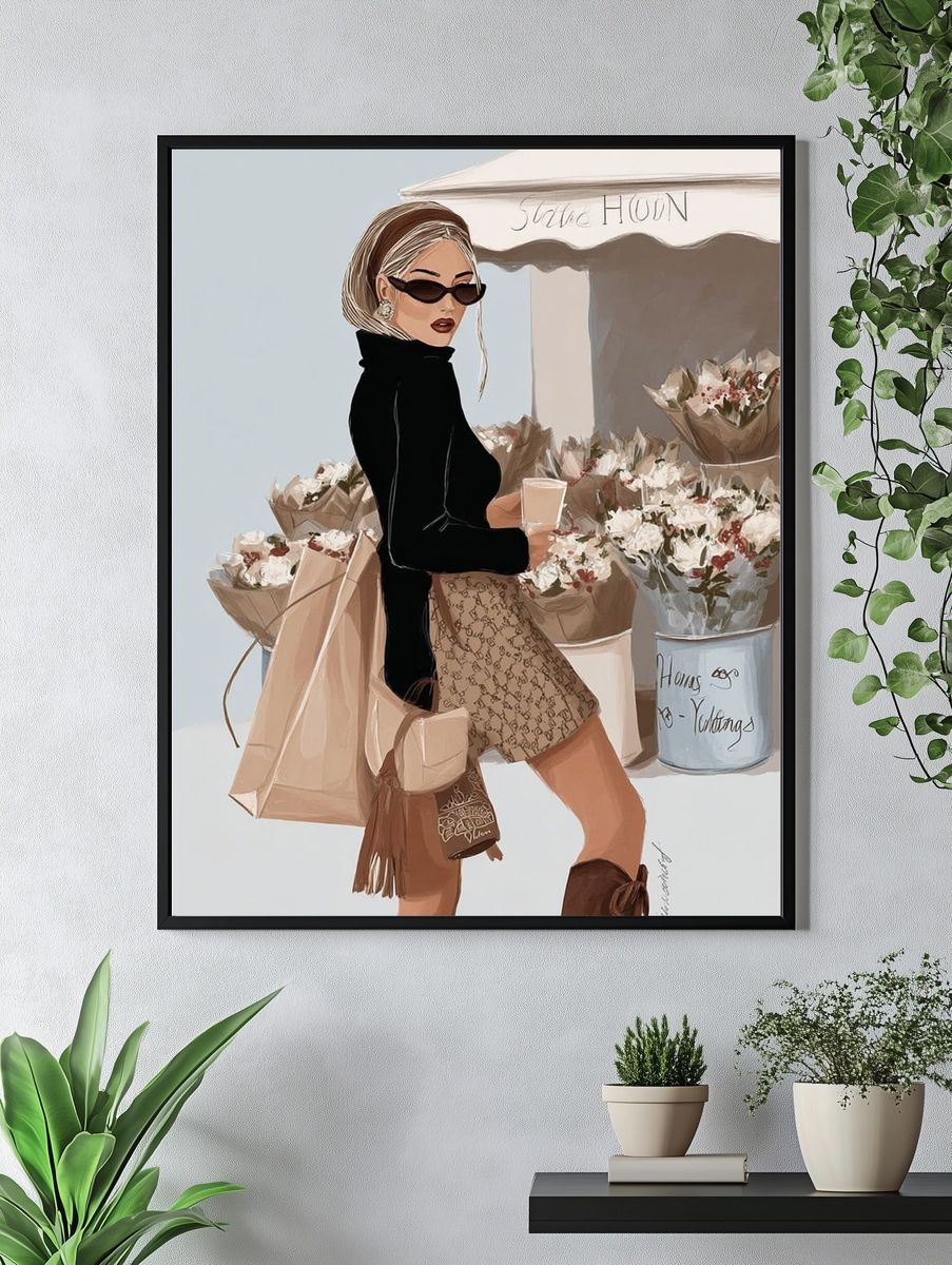 Fashion Shopper Illustration Poster. — room view 4