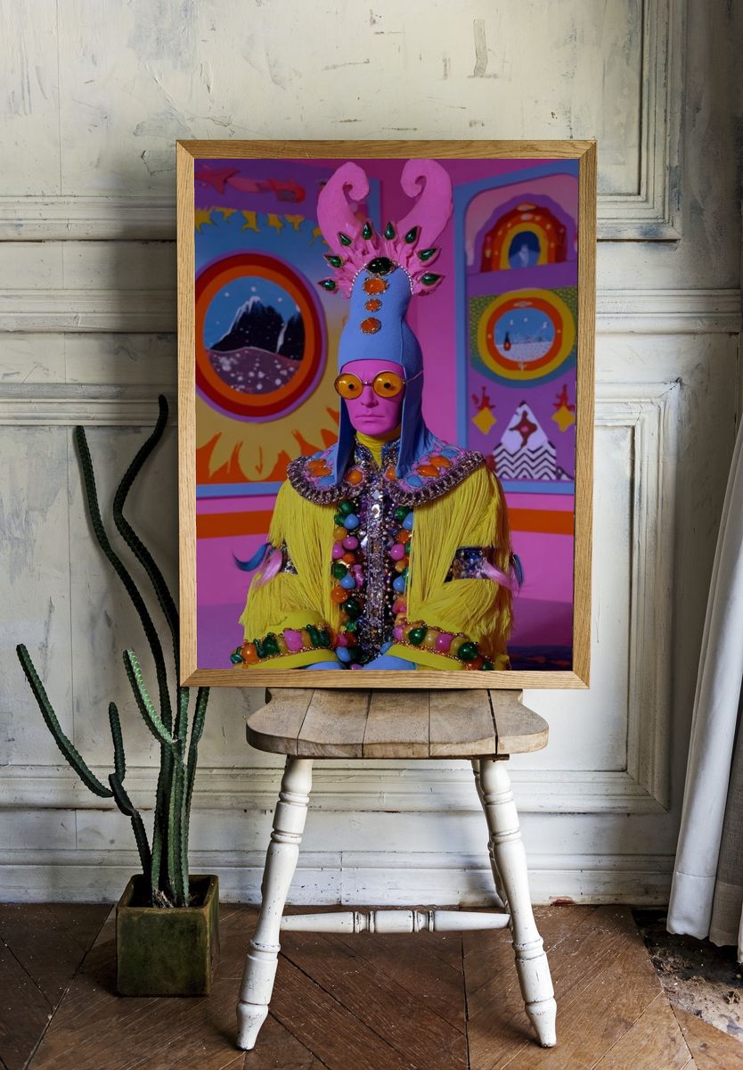 Psychedelic Costume Portrait Print. — room view 1