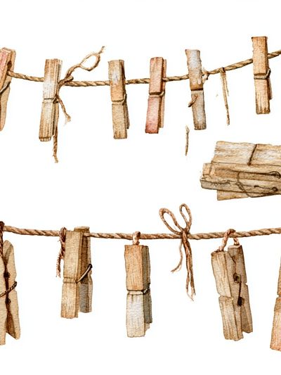 Rustic Clothespins Watercolor Print. poster print