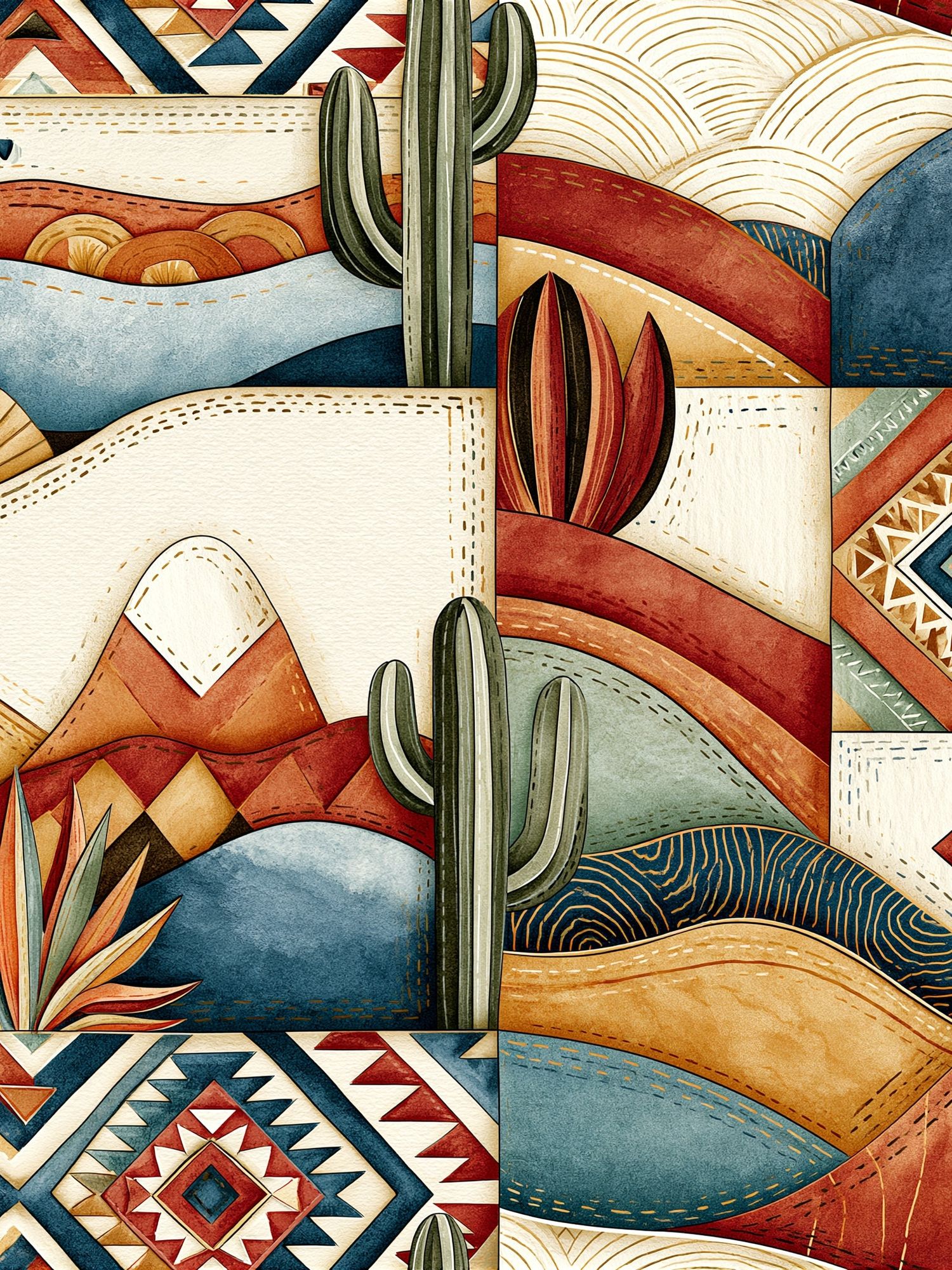 Desert Cactus Geometric Poster. poster detail