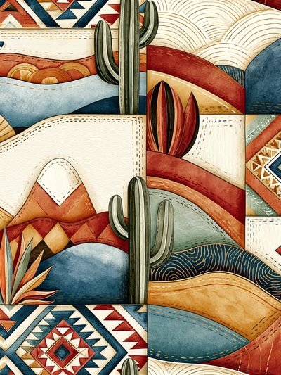Desert Cactus Geometric Poster. poster print