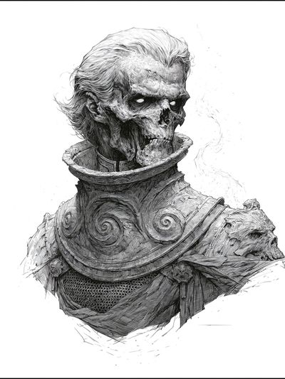 Undead Warrior Portrait Print. poster