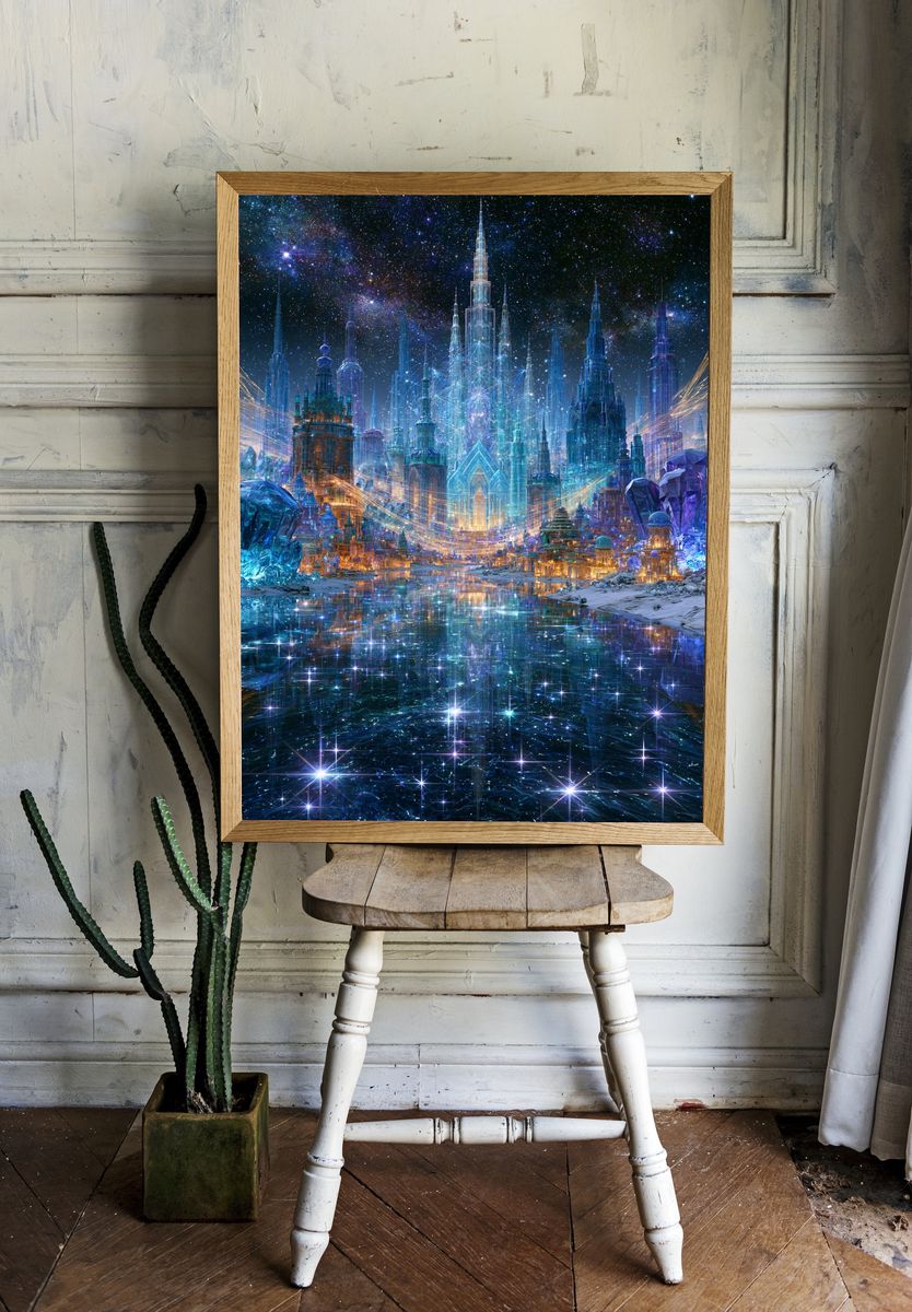 Celestial Crystal City Fantasy Print. — room view 1