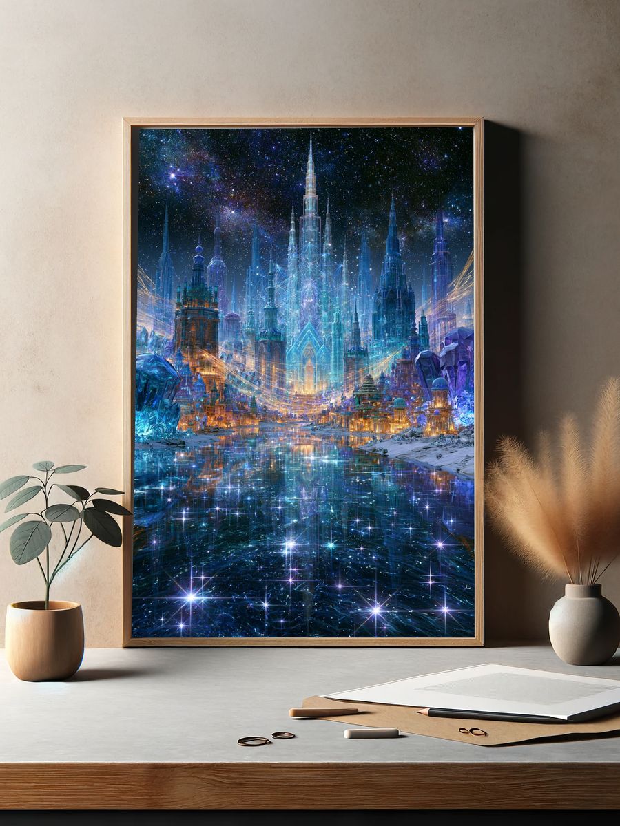 Celestial Crystal City Fantasy Print. — room view 2