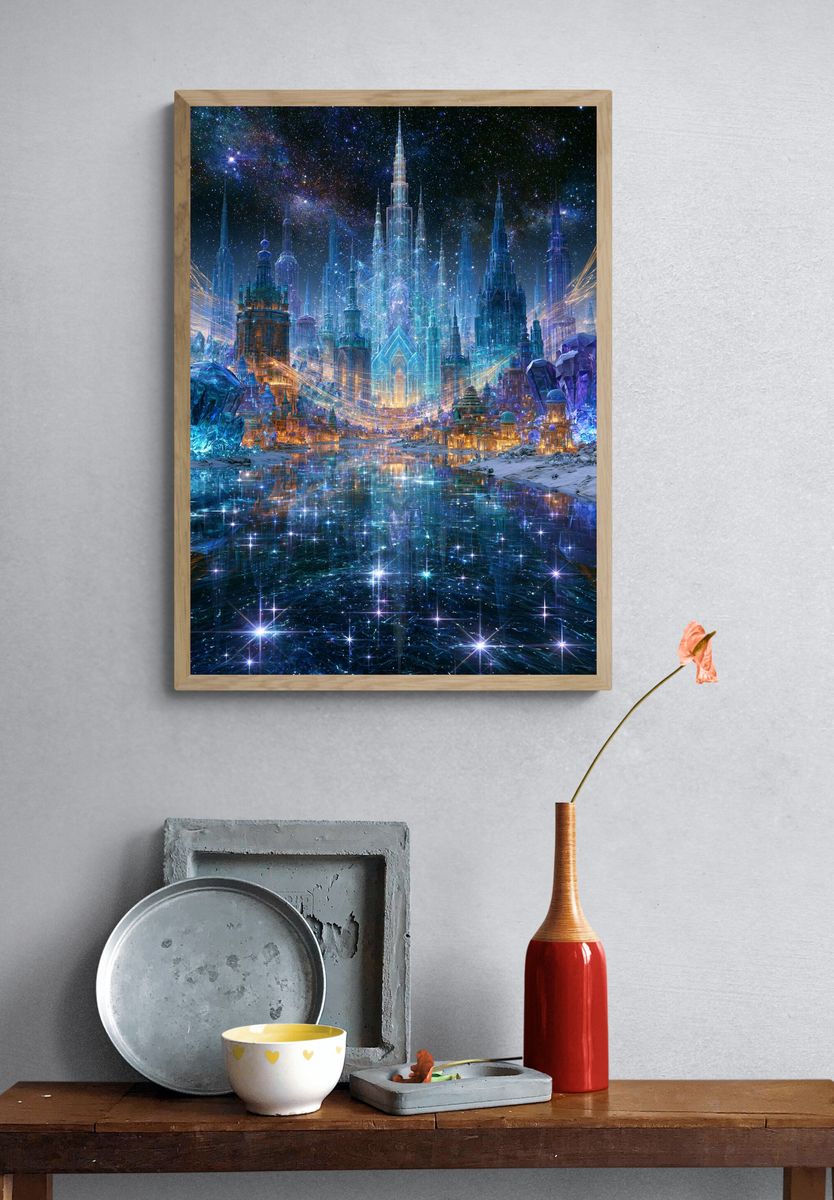 Celestial Crystal City Fantasy Print. — room view 3