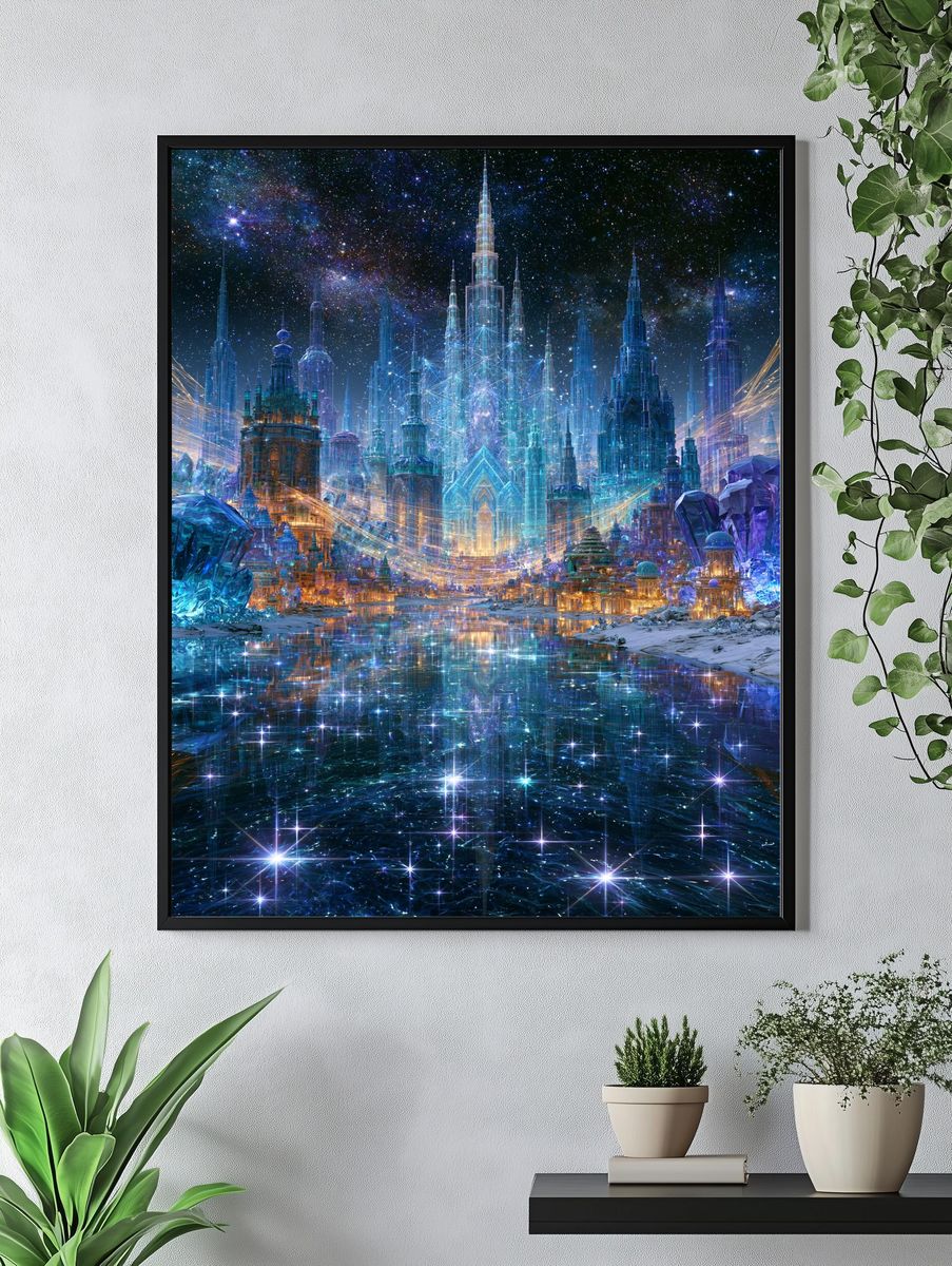 Celestial Crystal City Fantasy Print. — room view 4